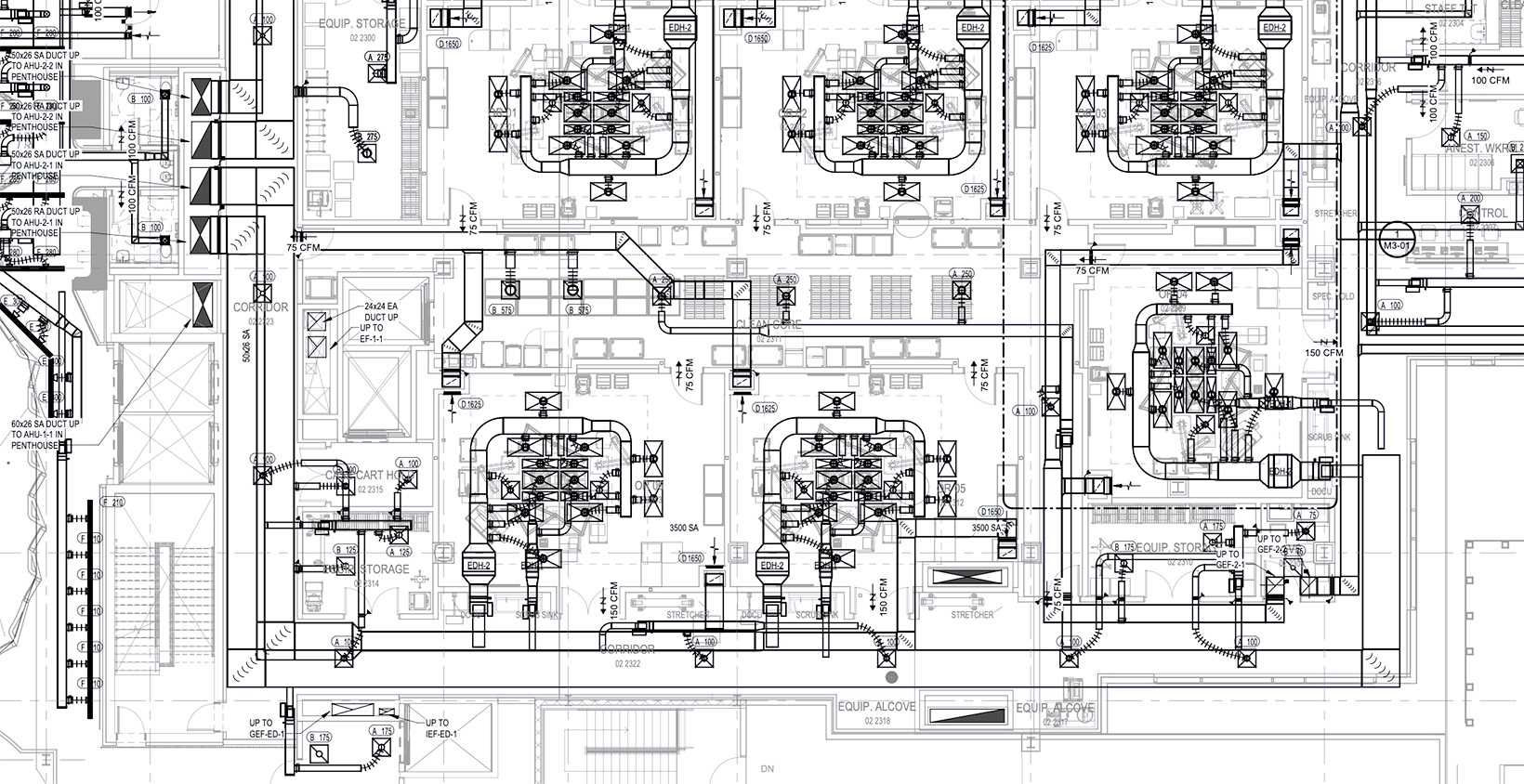 image of blueprint of air conditioning plan for a hospital.